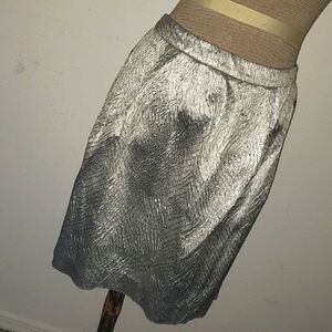 Alberta ferretti Silk aluminum mod midi skirt Sz 4